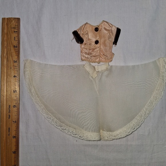 Vintage Doll Clothes‎ Outfit Pink Satin Top Lace Skirt Fashion Doll Accessory - Picture 3 of 3